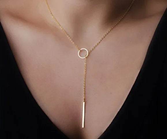 2025 New Fashion Necklace Design Ladies Fashion Simple Simple Metal Round Necklace Wholesale Sales Espiga Jewelry