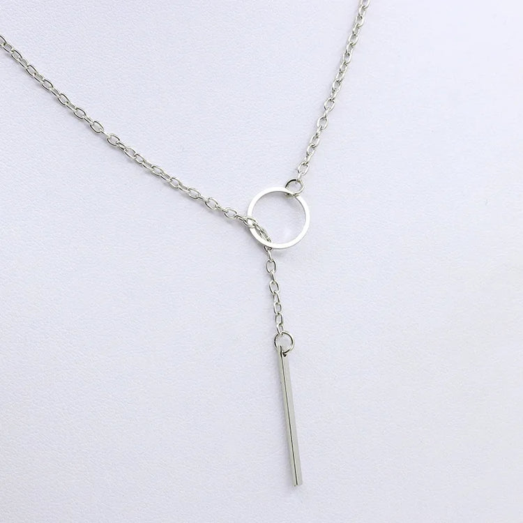 2025 New Fashion Necklace Design Ladies Fashion Simple Simple Metal Round Necklace Wholesale Sales Espiga Jewelry