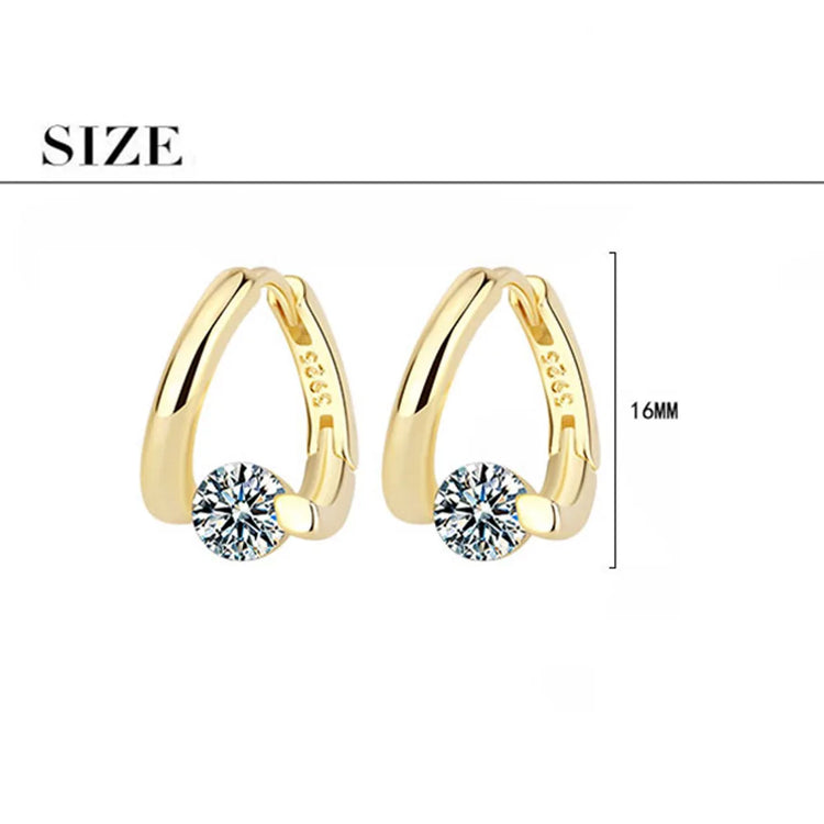 925 Sterling Silver Gold Crystals Simple Earrings For Women Fashion Wedding Luxury Jewelry 2024 Trend Espiga Jewelry