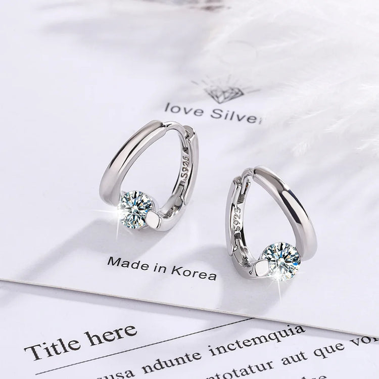 925 Sterling Silver Gold Crystals Simple Earrings For Women Fashion Wedding Luxury Jewelry 2024 Trend Espiga Jewelry