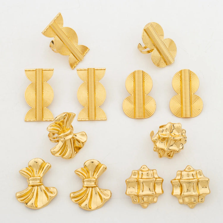 New Plated Jewelry Set For Women Design Dubai Fashion Earrings and Ring Set African Bridal Wedding Jewelry Party Gift Espiga Jewelry