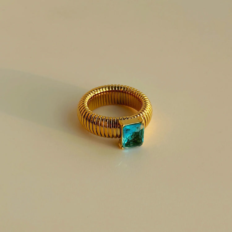Colorful Zircon Stretch Ring – Blue