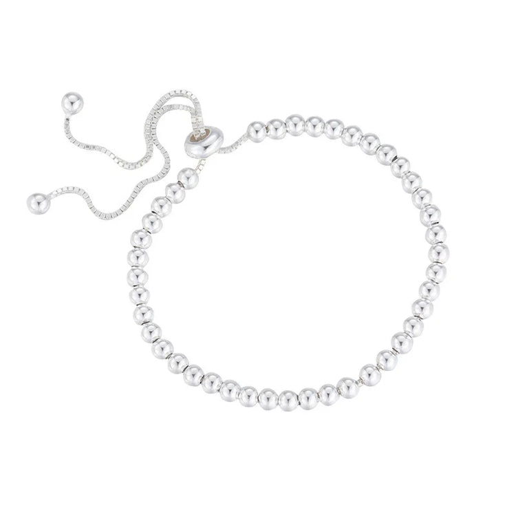 100% Solid 925 Sterling Silver Metal Bracelets for Women Men Beads Adjuatable Handmade Simple Bracelet Birthday Christmas Gift Espiga Jewelry