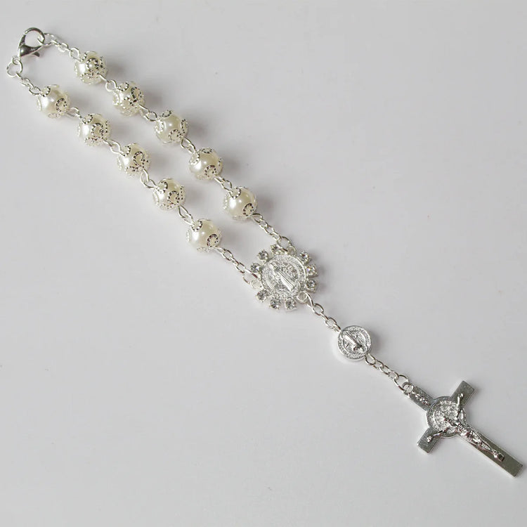 New Religious Rosary Bracelet For Women Fashion Cross Charm Glass Beaded Chain Bracelet Men Prayer Party Jewelry Gift Espiga Jewelry