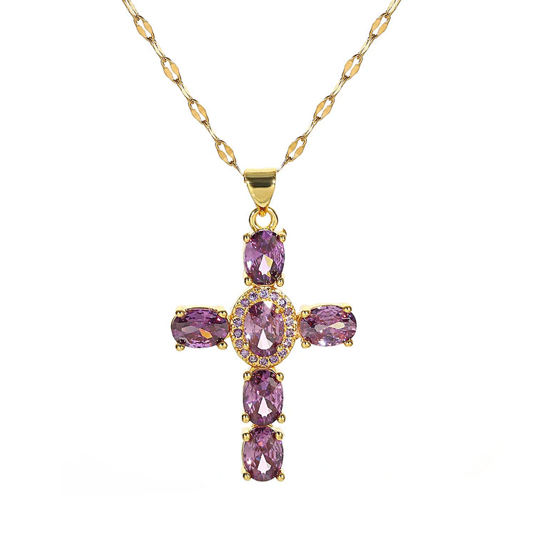Gorgeous Cross Zircon Necklace Religious Belief Prayer Love Hope Blessing Church Jewelry Good Luck Prayer Religious Accessories Espiga Jewelry