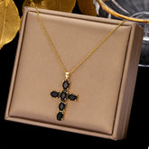 Religious Zircon Cross Rosaries Necklace Jesus Prayer Curcifix Pendant Chain Necklaces Maltese Latin Cross Choker Baptism Gift Espiga Jewelry