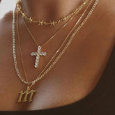 Religious Zircon Cross Rosaries Necklace Jesus Prayer Curcifix Pendant Chain Necklaces Maltese Latin Cross Choker Baptism Gift Espiga Jewelry