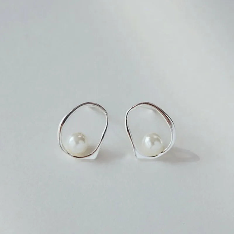 925 Sterling Silver Earrings For Women Trendy Simple Circle Handmade Earring Jewelry Prevent Allergy Party Accessories Espiga Jewelry