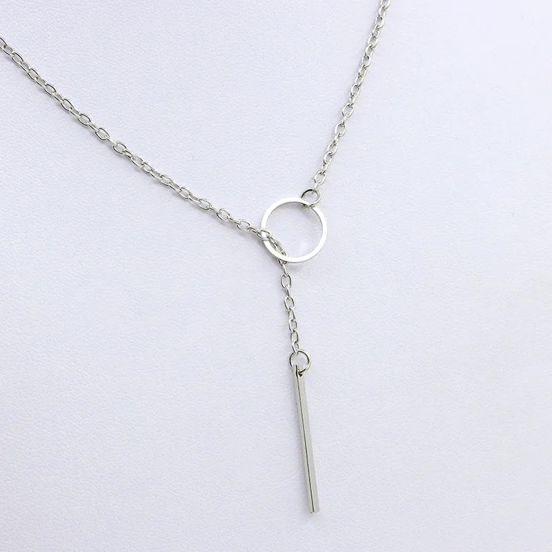 2025 New Fashion Necklace Design Ladies Fashion Simple Simple Metal Round Necklace Wholesale Sales Espiga Jewelry