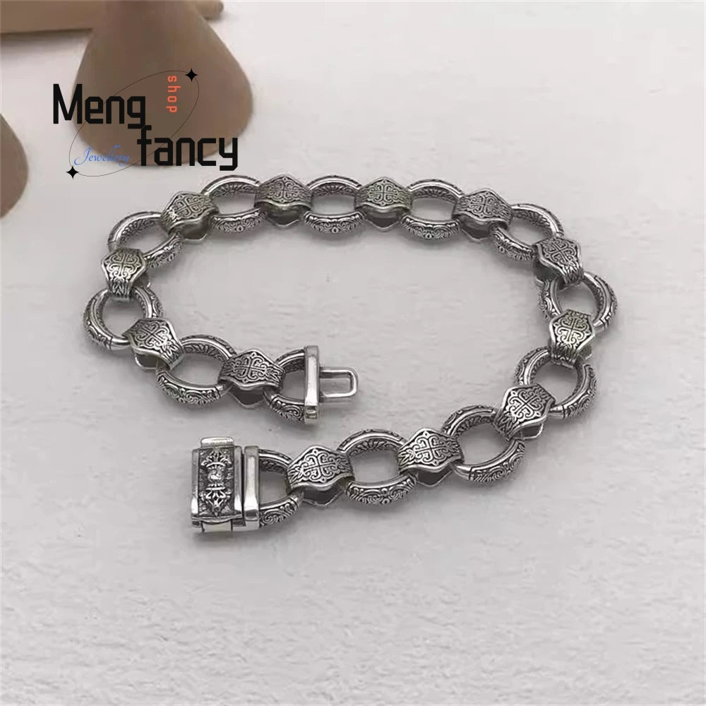 New Bracelet Is Exquisitely Carved With A Vajra Clasp, Featuring A Unique Retro, Powerful, Fashionable And High-End Look Luxury Espiga Jewelry