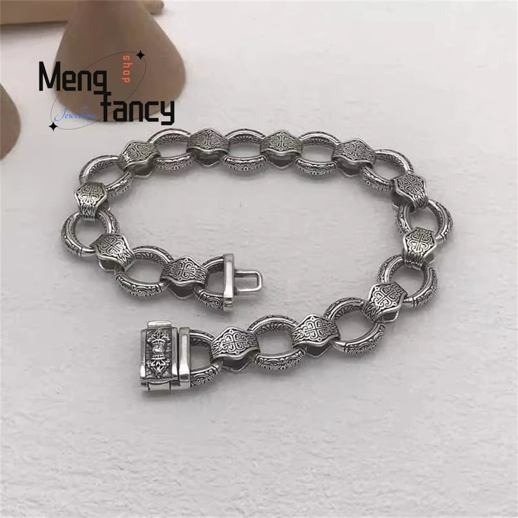 New Bracelet Is Exquisitely Carved With A Vajra Clasp, Featuring A Unique Retro, Powerful, Fashionable And High-End Look Luxury Espiga Jewelry