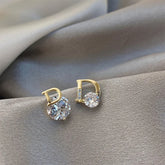 Simple Asymmetric D-shaped Earrings, Internet-famous Versatile Small Zircon Eardrops, Elegant Fashionable Light Luxury Earrings Espiga Jewelry