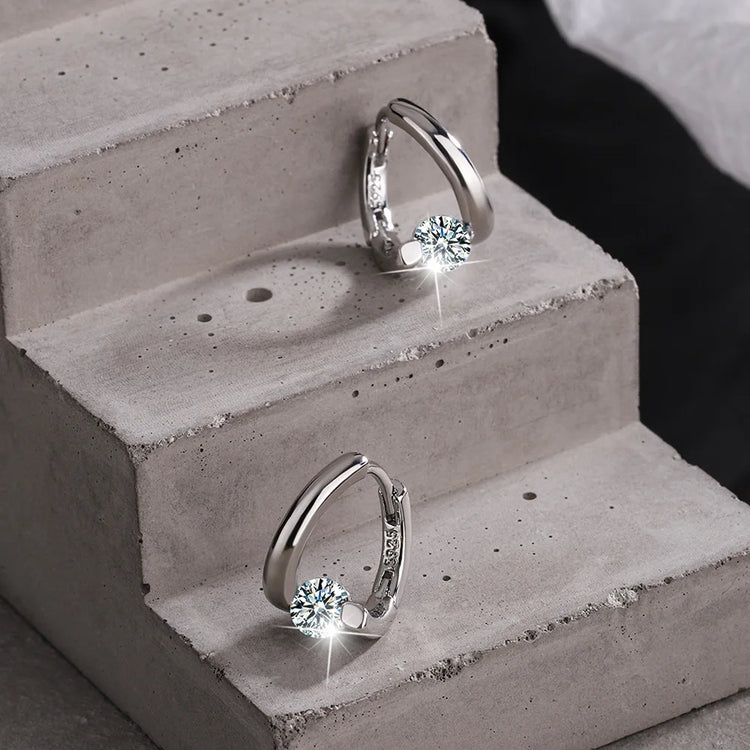 925 Sterling Silver Gold Crystals Simple Earrings For Women Fashion Wedding Luxury Jewelry 2024 Trend Espiga Jewelry