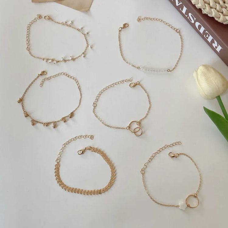 Trendy 6-Piece Stackable Bracelet Set with Adjustable Geometric & Tassel Design - Perfect for Everyday & Special Occasions Espiga Jewelry