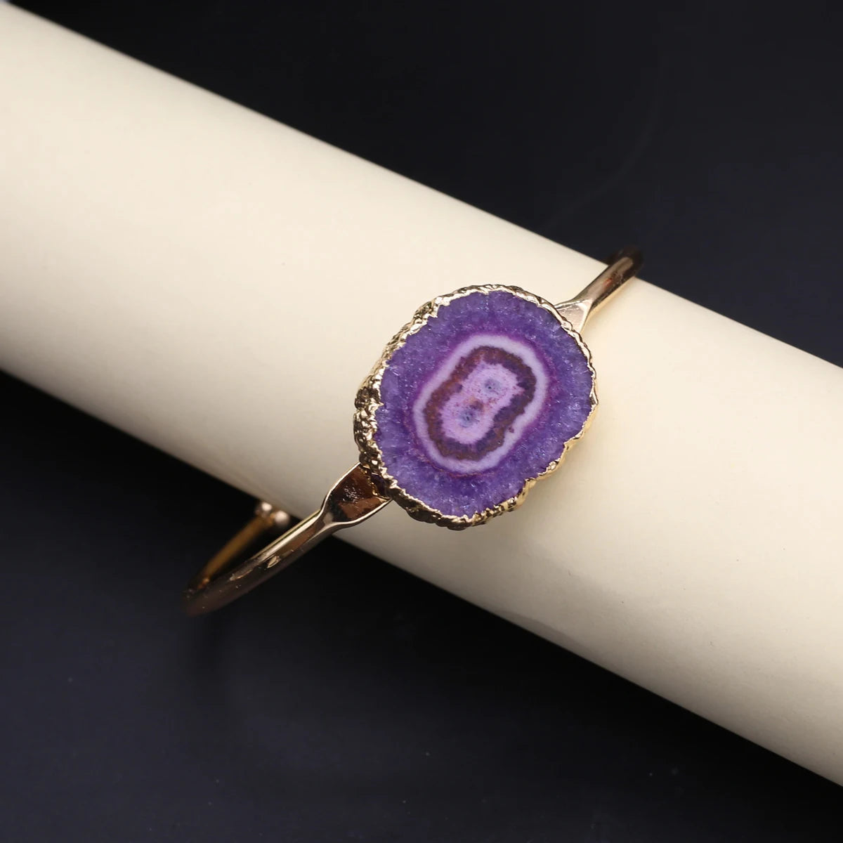 Fashion Jewerly Gift Bracelets Femme Acier Inoxidable Zinc Alloy Cuff Bracelet Fashion Colorful Natural Embryo Agate Stone Espiga Jewelry