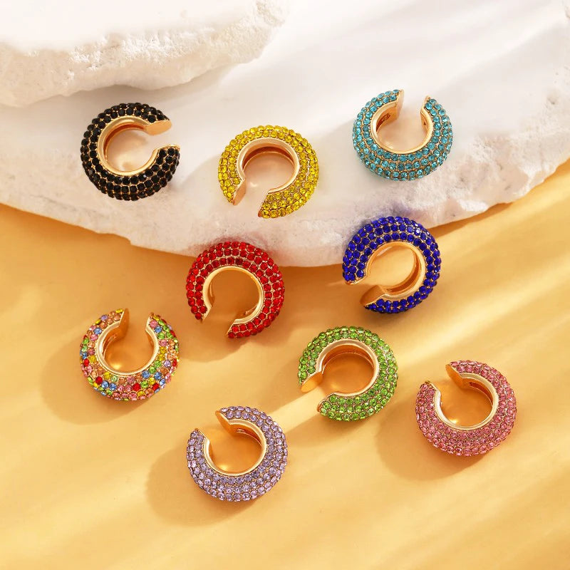 1Pcs Colorful Zircon C Shaped Cartilage Clip Earrings Women Exquisite Luxury No Pierced Copper Ear Cuff Fashion Jewelry Espiga Jewelry