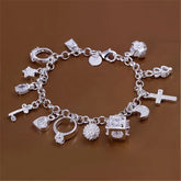 Bracelet European and American Silver Fashion Thirteen Pendant Bracelet Women&