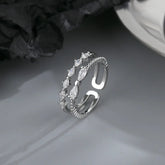 A Girl 1Pcs Fashion Delicate Zircon Bowknot Opening Adjustable Rings For Women Wedding Engagement Jewelry Gifts Espiga Jewelry
