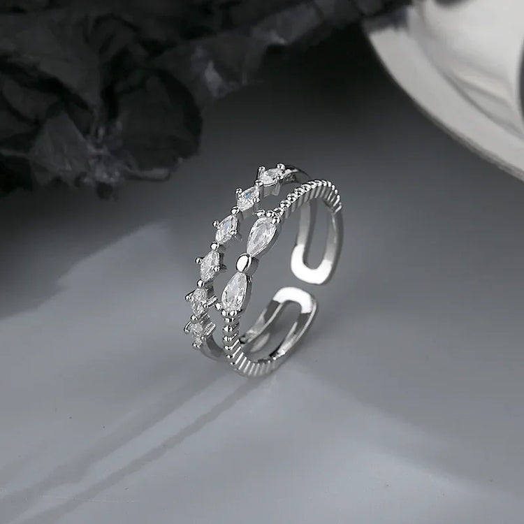 A Girl 1Pcs Fashion Delicate Zircon Bowknot Opening Adjustable Rings For Women Wedding Engagement Jewelry Gifts Espiga Jewelry
