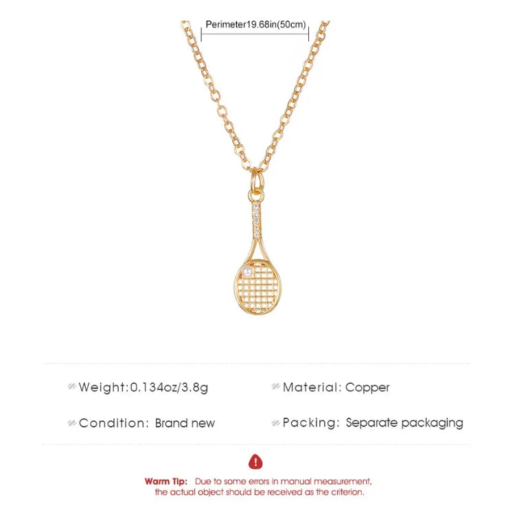 Tennis Racket Necklace Minimalist Alloy Pendant Sporty Chic Choker Adjustable Chain Athleisure Jewelry Gift for Her Espiga Jewelry