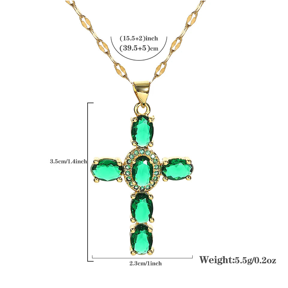Gorgeous Cross Zircon Necklace Religious Belief Prayer Love Hope Blessing Church Jewelry Good Luck Prayer Religious Accessories Espiga Jewelry