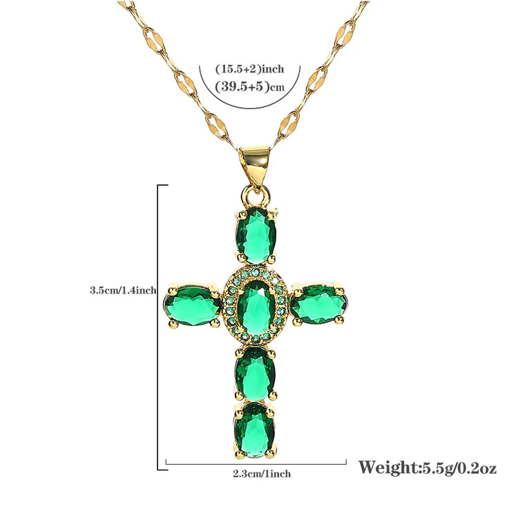 Gorgeous Cross Zircon Necklace Religious Belief Prayer Love Hope Blessing Church Jewelry Good Luck Prayer Religious Accessories Espiga Jewelry