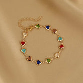 Exquisite Rainbow Zircon Heart Choker Necklace For Women Korean Crystal Gold Color Metal Chain Collar Girls Party Beach Jewelry Espiga Jewelry