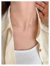 925 Silver Sterling Silver Necklace With Simple Geometric Multicolour Beads Choker Shiny Delicate Collarbone Chain For Women&