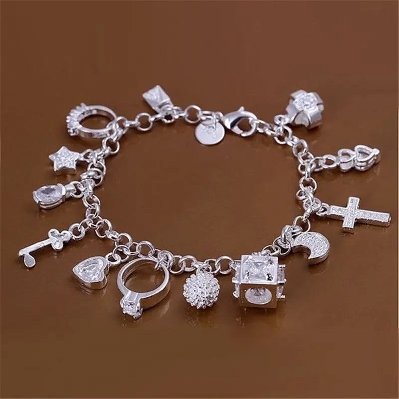Bracelet European and American Silver Fashion Thirteen Pendant Bracelet Women&