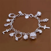 Bracelet European and American Silver Fashion Thirteen Pendant Bracelet Women&