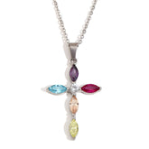 E. B. Belle Sparkling Luxury Colored Zirconia Cross Pendant Stainless Steel Women&