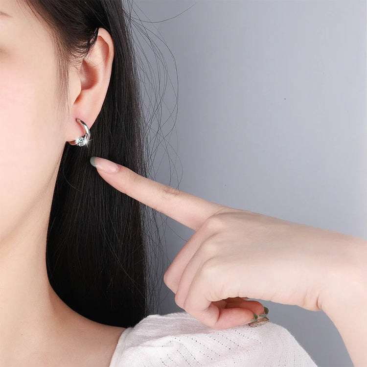 925 Sterling Silver Gold Crystals Simple Earrings For Women Fashion Wedding Luxury Jewelry 2024 Trend Espiga Jewelry
