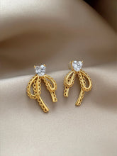 2025 Korean new design fashion jewelry 14K gold plated zircon lace bow earrings elegant women&