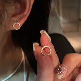 Gold Circle Stud Earrings – view 11