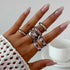 Gold Ring Set For Woman Fashion Rhinestone Alloy Ring Adjustable Wide Ring Irregular Aesthetic Jewelry Gift For Special Occasion Espiga Jewelry