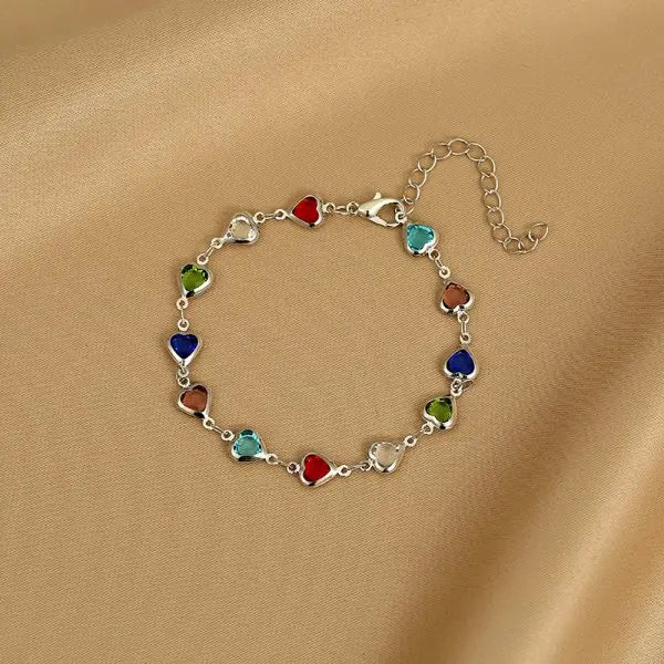 Exquisite Rainbow Zircon Heart Choker Necklace For Women Korean Crystal Gold Color Metal Chain Collar Girls Party Beach Jewelry Espiga Jewelry