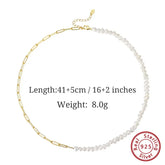 ORSA JEWELS Half Pearl Chain Clip Necklace Choker Chain Women Girls Jewelry Set for Dancing Party Dating Wedding Vacation GPN13 Espiga Jewelry