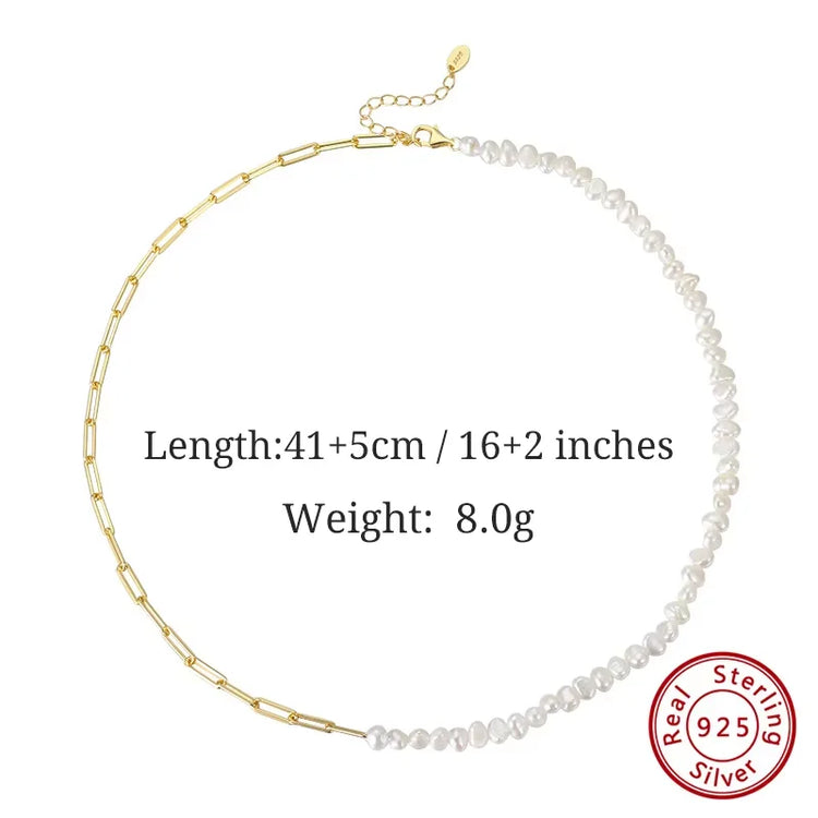 ORSA JEWELS Half Pearl Chain Clip Necklace Choker Chain Women Girls Jewelry Set for Dancing Party Dating Wedding Vacation GPN13 Espiga Jewelry