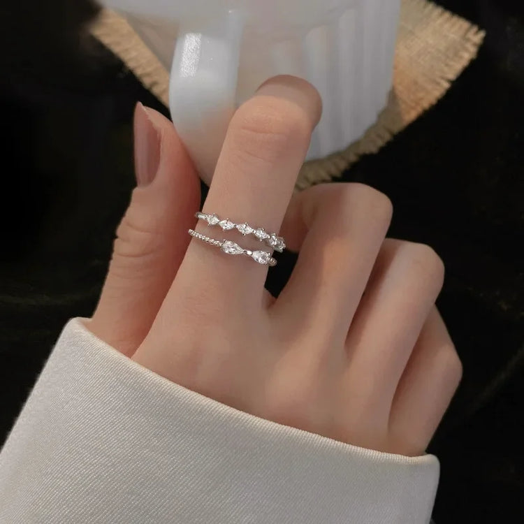 A Girl 1Pcs Fashion Delicate Zircon Bowknot Opening Adjustable Rings For Women Wedding Engagement Jewelry Gifts Espiga Jewelry