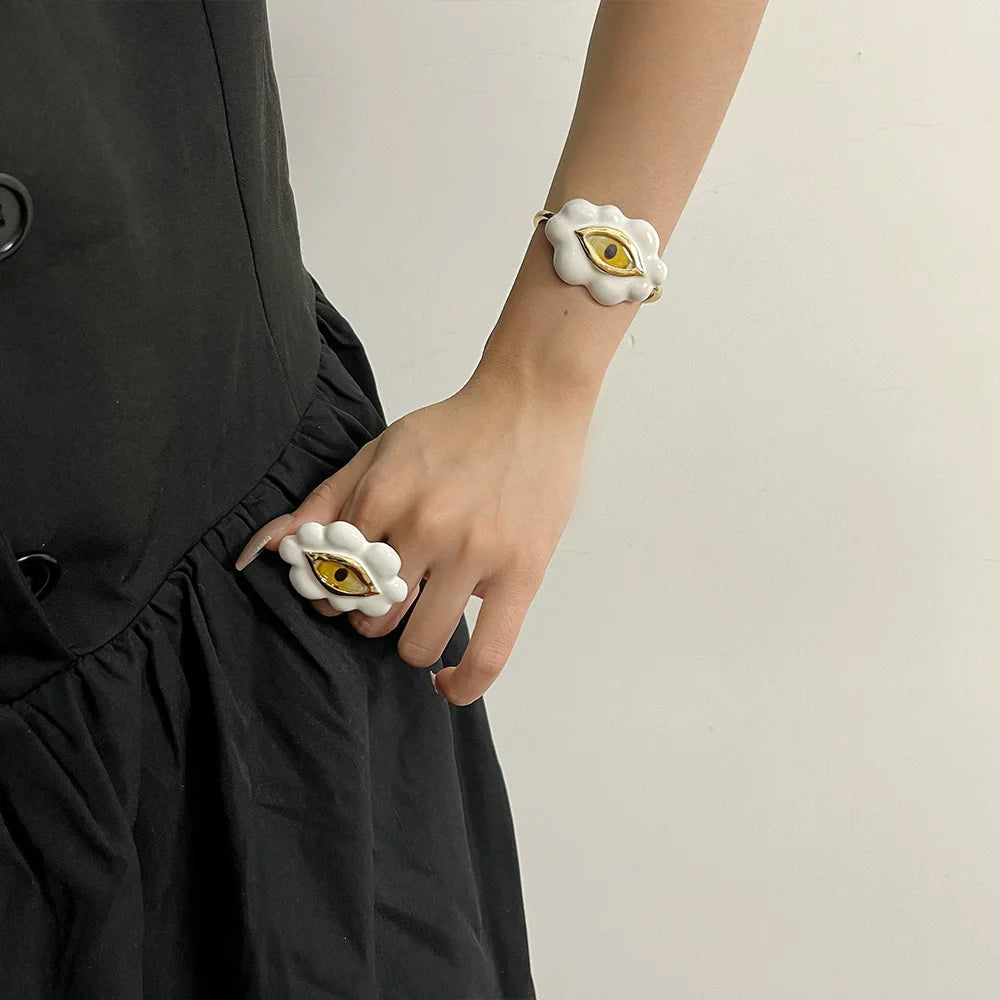 Eye Earrings Colorful Drip Ring Bracelet Personality Exaggerated Accessories Fashion Women&