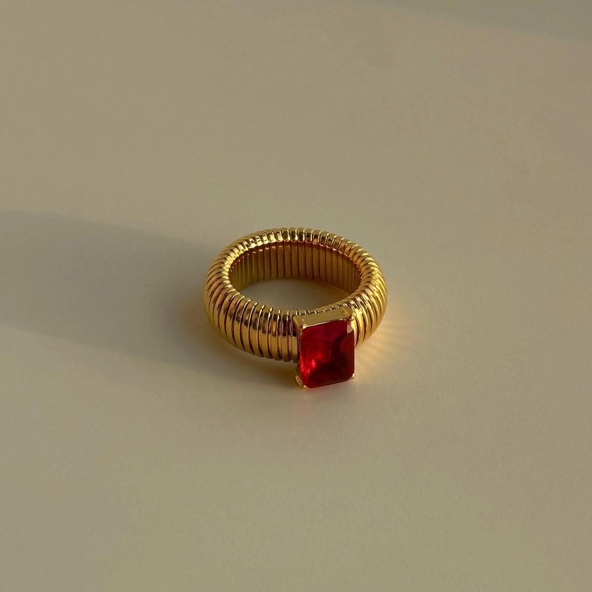 Colorful Zircon Stretch Ring – Red