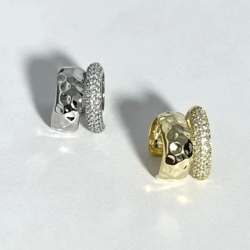 Punk Zircon Double-layer Ear Cuff No Piercing Earrings Trendy Unique Metal Geometric Ear Clip for Women Jewelry Accessories Gift Espiga Jewelry
