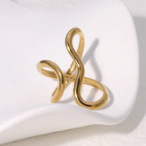 Fashion Stainless Steel Waterproof Open Ring Personality Charms PVD Real Gold 18K Plated Trendy Jewelry for Women Espiga Jewelry