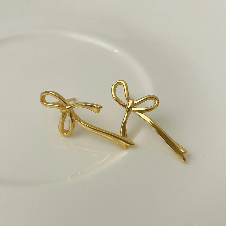 18K Gold Plated Y2K Bow Earrings For Women Stud Nail Fashion Cute Jewelry Piercing Ear Accessories Christmas Gift Aretes Espiga Jewelry