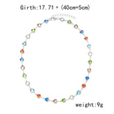Exquisite Rainbow Zircon Heart Choker Necklace For Women Korean Crystal Gold Color Metal Chain Collar Girls Party Beach Jewelry Espiga Jewelry