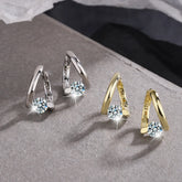 925 Sterling Silver Gold Crystals Simple Earrings For Women Fashion Wedding Luxury Jewelry 2024 Trend Espiga Jewelry