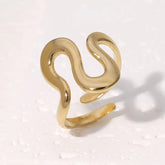 Fashion Stainless Steel Waterproof Open Ring Personality Charms PVD Real Gold 18K Plated Trendy Jewelry for Women Espiga Jewelry