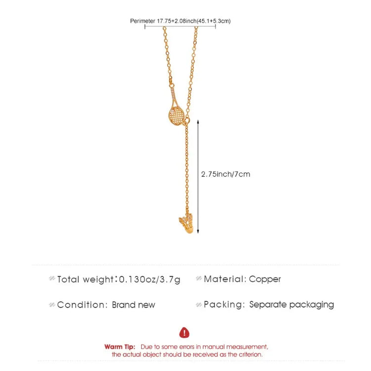 Tennis Racket Necklace Minimalist Alloy Pendant Sporty Chic Choker Adjustable Chain Athleisure Jewelry Gift for Her Espiga Jewelry