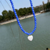 Sweater Chain Y2K Simple Alloy Women Jewelry Accessories Korean Necklace Rainbow Color Necklace Love Heart Pendant DIY Espiga Jewelry