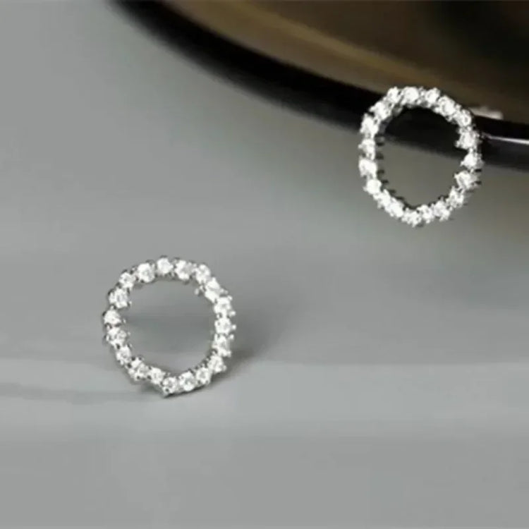 Gold Circle Stud Earrings – view 2